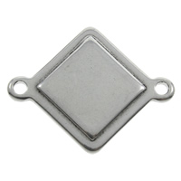 Stainless Steel Connector, Rhombus, 1/1 loop, original color, 17x22x15mm, Hole:Approx 1mm, 100PCs/Bag, Sold By Bag