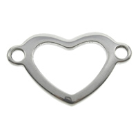 Stainless Steel Connector, Heart, 1/1 loop, original color, 23x14x1mm, Hole:Approx 1mm, 200PCs/Bag, Sold By Bag