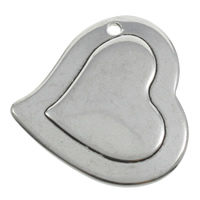 Stainless Steel Heart Pendants, original color, 20x21x1mm, Hole:Approx 2mm, 100PCs/Bag, Sold By Bag