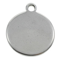 Stainless Steel Pendants, Flat Round, original color, 17x20x1.50mm, Hole:Approx 2mm, 100PCs/Bag, Sold By Bag