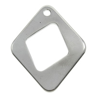 Stainless Steel Pendants, Rhombus, original color, 22x27x1mm, Hole:Approx 1mm, 100PCs/Bag, Sold By Bag