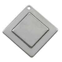 Stainless Steel Pendants, Rhombus, original color, 27x1.5mm, Hole:Approx 1mm, 100PCs/Bag, Sold By Bag