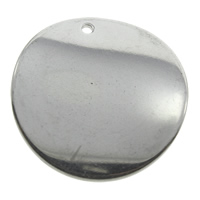 Stainless Steel Pendants, Flat Round, original color, 25x2mm, Hole:Approx 1mm, 100PCs/Bag, Sold By Bag
