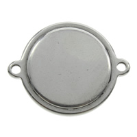 Stainless Steel Connector, Flat Round, 1/1 loop, original color, 24x19x2mm, Hole:Approx 1mm, 100PCs/Bag, Sold By Bag