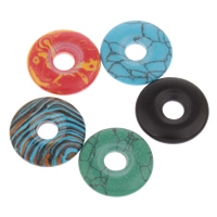 Gemstone Vedhæng Smykker, Ædelsten, Donut, forskellige materialer til valg, 22x4mm, Hole:Ca. 6mm, 5pc'er/Bag, Solgt af Bag