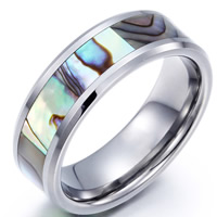 Tungsten Steel finger ring, Volfram stål, med Harts, oäkta shell & olika storlek för val, ursprungliga färgen, 8x28mm, Säljs av PC
