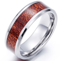 Tungsten Čelik Prsten za muškarce, Tungsten čelika, s Drvo, prirodni & različite veličine za izbor & za čovjeka, izvorna boja, 8x28mm, Prodano By PC