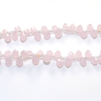 Teardrop Crystal Beads, with Glass Seed Beads, faceted, Lt Rose, 5x8mm, Hole:Approx 0.5mm, Length:Approx 15 Inch, 5Strands/Lot, Approx 100PCs/Strand, Sold By Lot