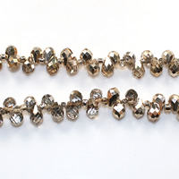 Teardrop Crystal Beads, with Glass Seed Beads, half-plated, faceted, 5x8mm, Hole:Approx 0.5mm, Length:Approx 15 Inch, 10Strands/Lot, Approx 100PCs/Strand, Sold By Lot