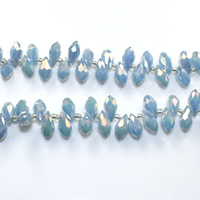 Teardrop Crystal Beads, with Glass Seed Beads, faceted, Lt Sapphire, 6x12mm, Hole:Approx 0.5mm, Length:Approx 15 Inch, 10Strands/Lot, Approx 100PCs/Strand, Sold By Lot