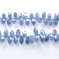Perles de cristal larme, avec perles de rocaille en verre, facettes, LT saphir, 6x12mm, Trou:Environ 0.5mm, Longueur:Environ 15 pouce, 10Strandstoron/lot, Environ 100PC/brin, Vendu par lot