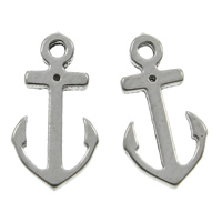 Stainless Steel Pendants, Anchor, nautical pattern, original color, 5x10x1mm, Hole:Approx 0.5mm, 200PCs/Bag, Sold By Bag