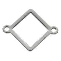 Stainless Steel Connector, Rhombus, 1/1 loop, original color, 22x17x1mm, Hole:Approx 1mm, 200PCs/Bag, Sold By Bag