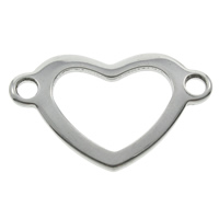Stainless Steel Connector, Heart, 1/1 loop, original color, 23x14x1mm, Hole:Approx 1mm, 200PCs/Bag, Sold By Bag