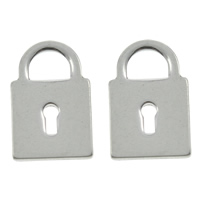 Stainless Steel Pendants, Lock, original color, 9x14x1mm, Hole:Approx 4x3mm, 200PCs/Bag, Sold By Bag