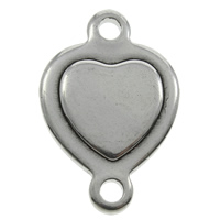Stainless Steel Connector, Heart, 1/1 loop, original color, 11x17x1.50mm, Hole:Approx 1mm, 200PCs/Bag, Sold By Bag