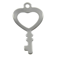 Stainless Steel Pendants, Key, original color, 11x20x1mm, Hole:Approx 1mm, 200PCs/Bag, Sold By Bag