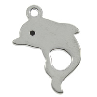 Stainless Steel Animal Pendants, Dolphin, original color, 12x12x1mm, Hole:Approx 1mm, 200PCs/Bag, Sold By Bag