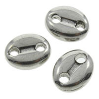Stainless Steel Connector, Flat Oval, 1/1 loop, original color, 7x9x3mm, Hole:Approx 1mm, 200PCs/Bag, Sold By Bag