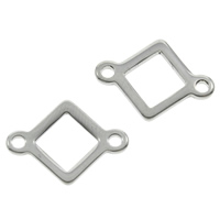 Stainless Steel Connector, Rhombus, 1/1 loop, original color, 16x12x1mm, Hole:Approx 1mm, 200PCs/Bag, Sold By Bag
