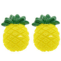 Food Resin Cabochon, Pineapple, flat back, yellow, 18x25x6mm, 100PCs/Bag, Sold By Bag