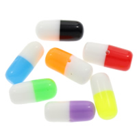 Fashion Resin Cabochons, Capsule, two tone, mixed colors, 12x5mm, 100PCs/Bag, Sold By Bag