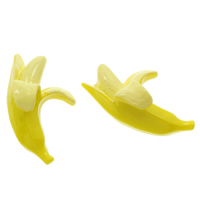 Alimentos Resina Cabochon, Banana, traseira plana, amarelo, 20x36x14mm, 100PCs/Bag, vendido por Bag