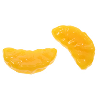 Food Resin Cabochon, Tangerine, flat back, yellow, 21x10x5mm, 100PCs/Bag, Sold By Bag