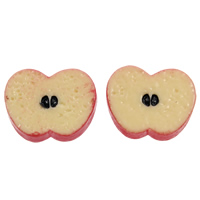 Food Resin Cabochon Apple flat back red Sold By Bag