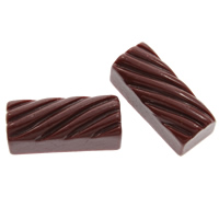 Alimentos Resina Cabochon, Chocolate, traseira plana, cor de café, 24x10x9mm, 100PCs/Bag, vendido por Bag