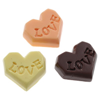 Food Resin Cabochon, Chocolate, word love, flat back, more colors for choice, 16x15x5mm, 100PCs/Bag, Sold By Bag