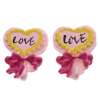 Food Resin Cabochon, Candy, word love, flat back, pink, 19x23x4mm, 100PCs/Bag, Sold By Bag