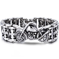 нержавеющая сталь браслет, Мотоцикл, Мужский & чернеют, 24mm, Продан через Приблизительно 8.6 дюймовый Strand