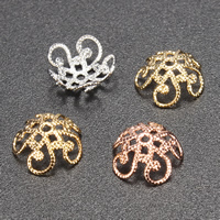 Brass Bead Cap, Flower, plated, more colors for choice, nickel, lead & cadmium free, 10.50x10.50x4mm, Hole:Approx 1mm, 300PCs/Bag, Sold By Bag