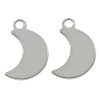 Stainless Steel Pendants, Moon, original color, 9x15x1mm, Hole:Approx 1mm, 200PCs/Bag, Sold By Bag