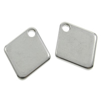 Stainless Steel Pendants, Rhombus, original color, 12x15x1mm, Hole:Approx 1mm, 200PCs/Bag, Sold By Bag