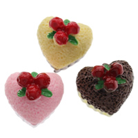 Food Resin Cabochon, Cake, flat back, more colors for choice, 14x12.50x14mm, 100PCs/Bag, Sold By Bag
