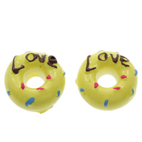 Food Resin Cabochon, Cake, word love, flat back, yellow, 14x6mm, 100PCs/Bag, Sold By Bag