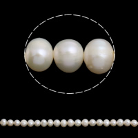 Perles nacres pommes de terre de culture d'eau douce, perle d'eau douce cultivée, pomme de terre, naturel, blanc, 7-8mm, Trou:Environ 0.8mm, Vendu par Environ 15.5 pouce brin