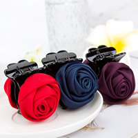 Hair Claw Clips, Grosgrain Ribbon, with Plastic, Rose, more colors for choice, 50x55mm, 10PCs/Lot, Sold By Lot