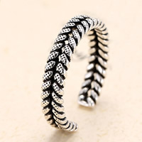 Thailand Sterling Silver Cuff Finger Ring, 17mm, US Ring Size:5, Sold By PC