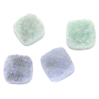 Ice Quartz Agate, Square, natural, druzy style & flat back, more colors for choice, 10x5mm, 10PCs/Bag, Sold By Bag