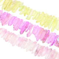 Natural Quartz Jewelry Beads, Nuggets, more colors for choice, 6x17x5-8x36x7mm, Hole:Approx 1mm, 27PCs/Strand, Sold Per Approx 7.5 Inch Strand