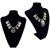 Zinc Alloy smykker halskæde, med Gummi, med 2lnch extender kæde, antik sølv farve forgyldt, forskellige stilarter for valg, nikkel, bly & cadmium fri, Længde Ca. 18 inch, 5Strands/Lot, Solgt af Lot
