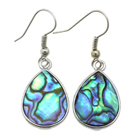 Shell Earrings Brass with Abalone Shell Teardrop platinum color plated natural nickel lead & cadmium free 41mm Sold By Lot