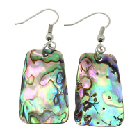 Abalone Shell Drop Earring brass earring hook Rectangle platinum color plated natural nickel lead & cadmium free 51mm Sold By Lot