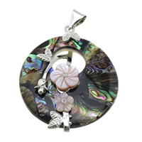Shell Pendants Brass with Black Shell & Pink Shell & White Shell & Abalone Shell platinum color plated natural & with rhinestone nickel lead & cadmium free Approx Sold By Lot