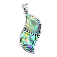 Natural Abalone Shell Pendants, Brass, with Abalone Shell, platinum color plated, nickel, lead & cadmium free, 23x47x2.50mm, Hole:Approx 4.5x7.5mm, 10PCs/Lot, Sold By Lot