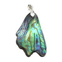 Natural Abalone Shell Pendants, with Brass, platinum color plated, nickel, lead & cadmium free, 24x34x3.50mm, Hole:Approx 4x4mm, 20PCs/Lot, Sold By Lot
