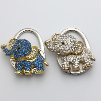 Foldable Handbag Bag Purse Table Hanger , Tibetan Style, Elephant, plated, with rhinestone, more colors for choice, nickel, lead & cadmium free, 45x65x20mm, 3PC/Lot, Sold By Lot